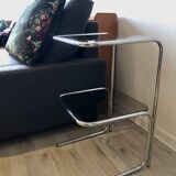 70's chrome pedestal side table