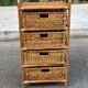 Vintage 1970s rattan and wicker chest of drawers with 4 drawers.