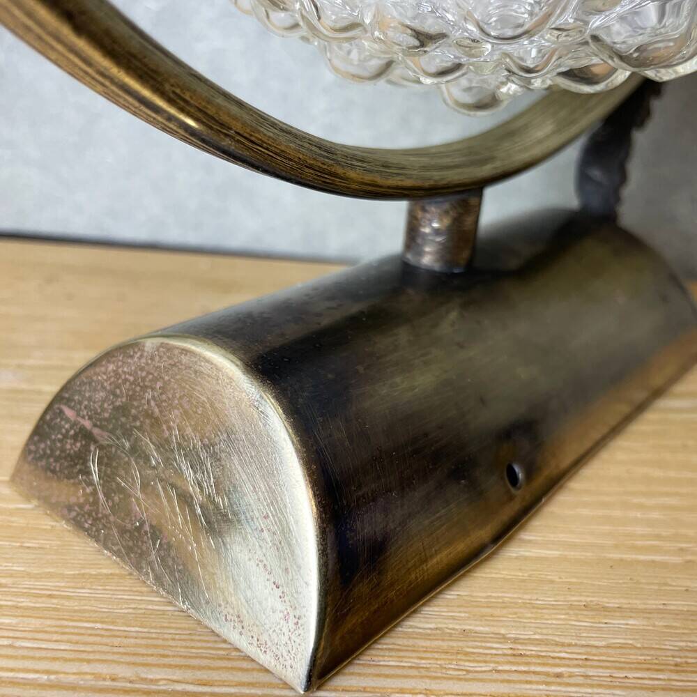 Pair of 1970s brass and glass wall sconces