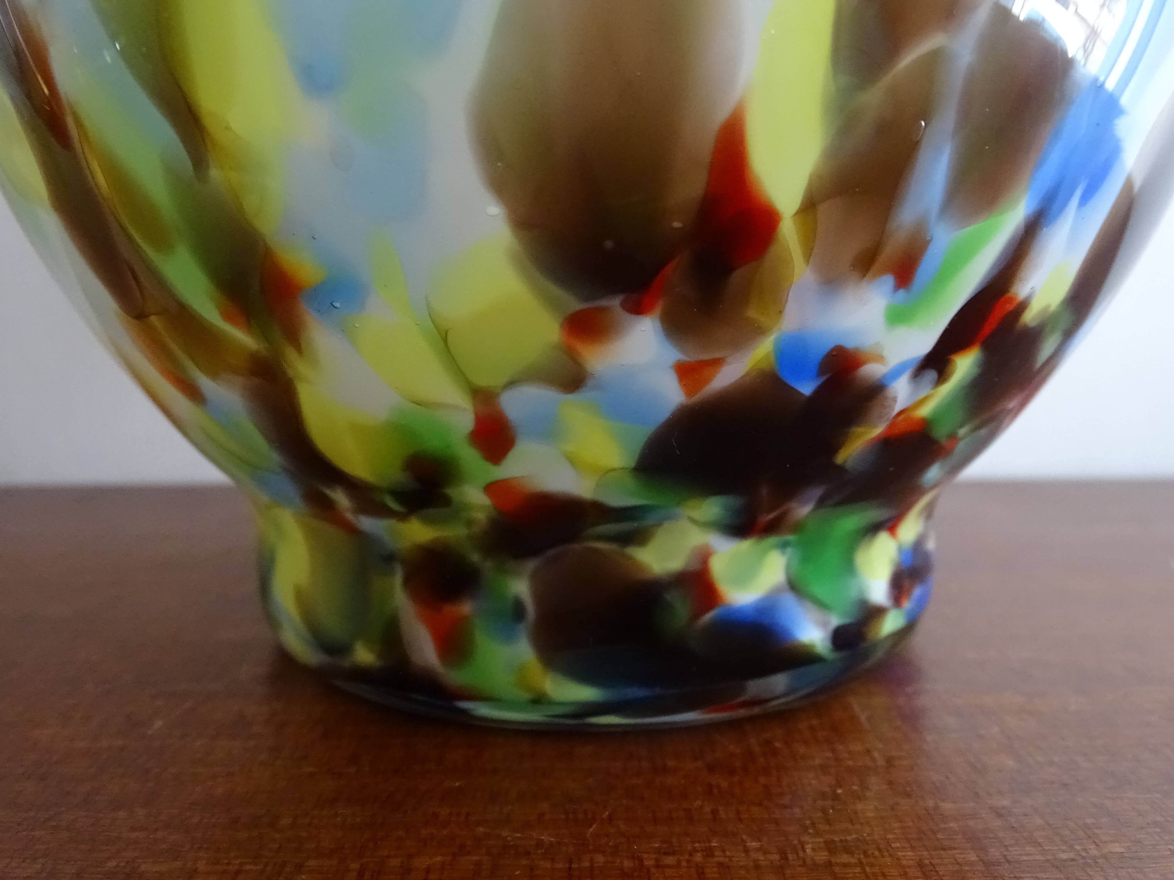 Large Murano vase in multi-colored blown glass - 38.5 cm!