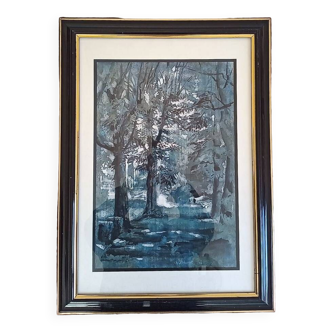 Pastel et Aquarelle - Christine Delessert - 44 x 30 cm - sous-bois