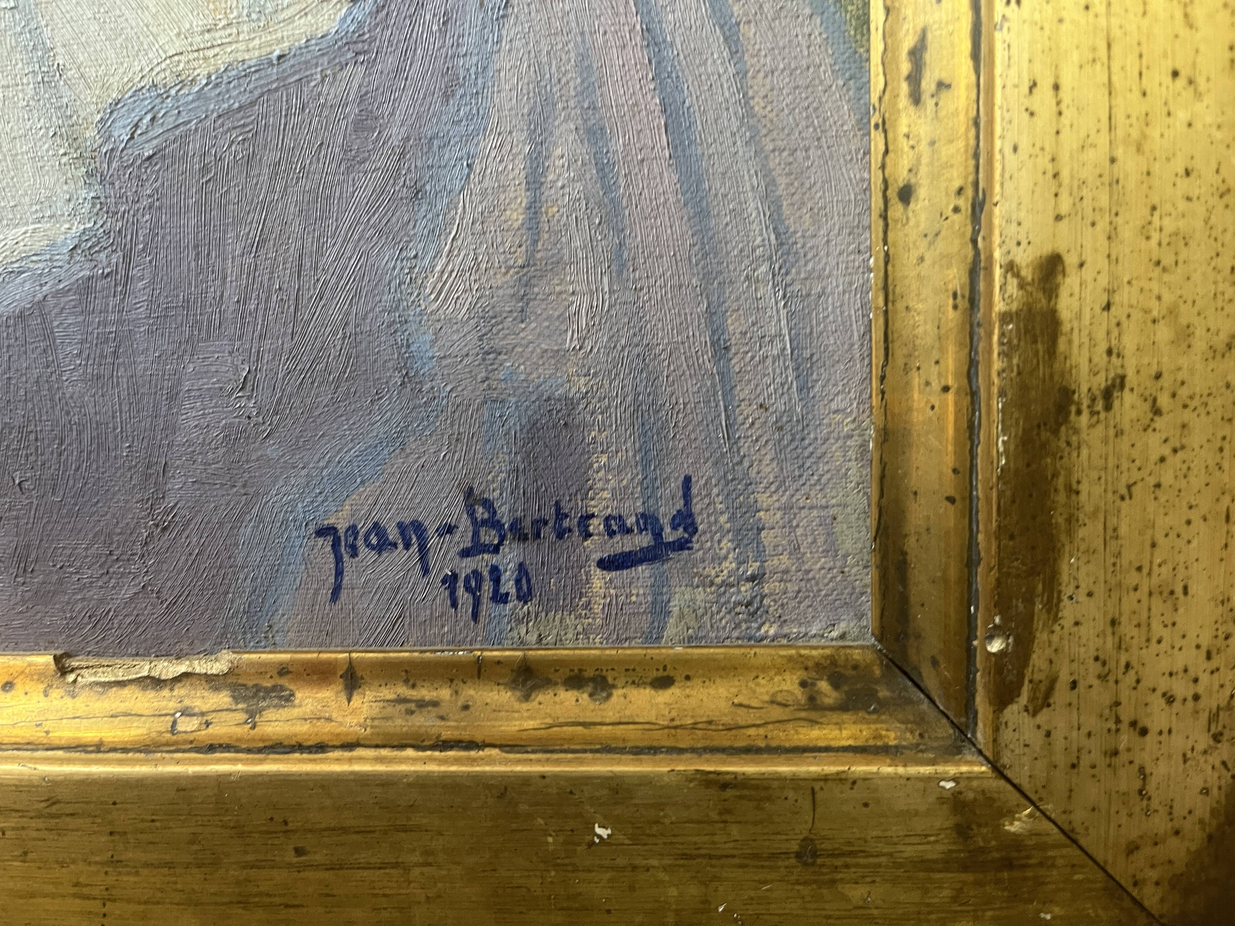 Oil on canvas, portrait of a child signed J. Bertrand, early 20th century.