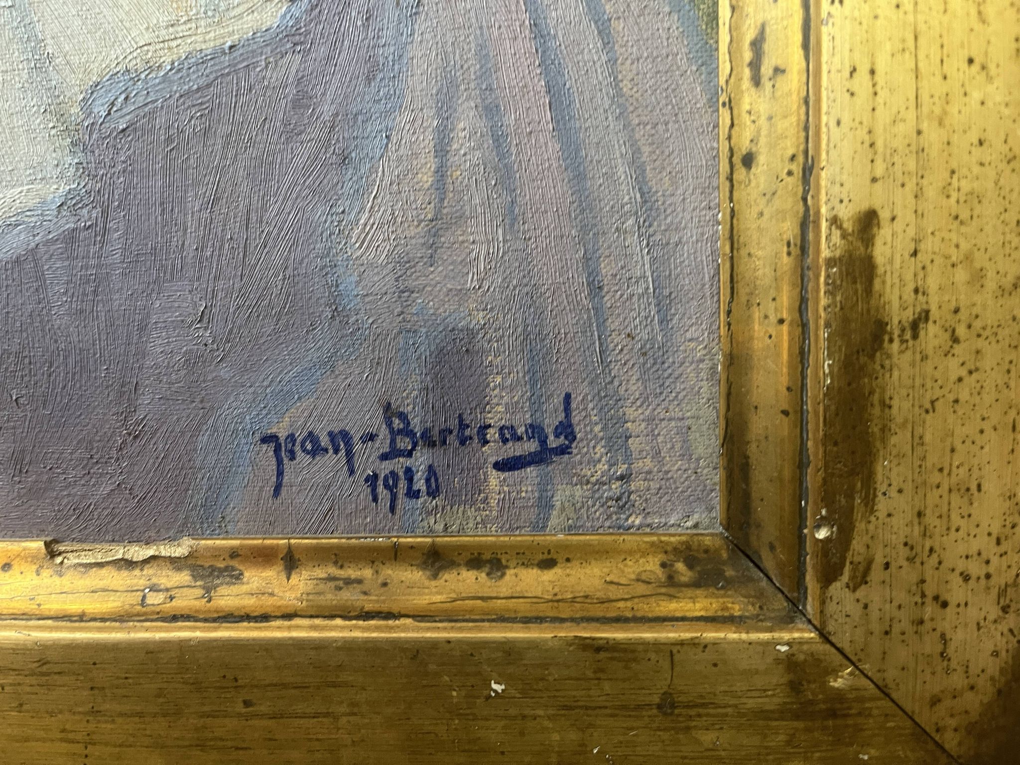 Oil on canvas, portrait of a child signed J. Bertrand early 20th century.