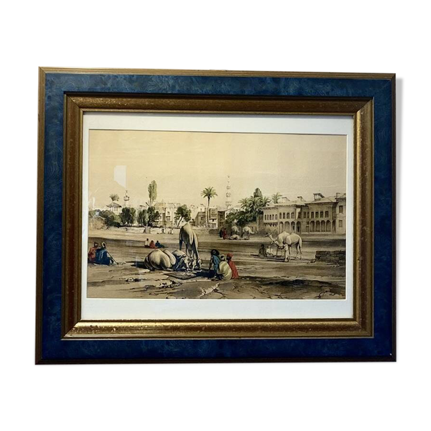 Orientalist engraving, view of the Shereef Bey Palace in Cairo, 20th century