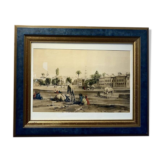 Gravure Orientaliste, vue du Palais de Shereef Bey au Caire, XX siècle