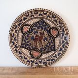 Vintage Hand Painted Tunisian Decorative Plate With Camel, Ornate Stoneware