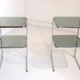 Pair of chrome bedside and 70s glass