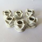 set of 6 pink candle holders in white porcelain