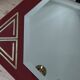 Vintage lacquered mirror with gold inlay