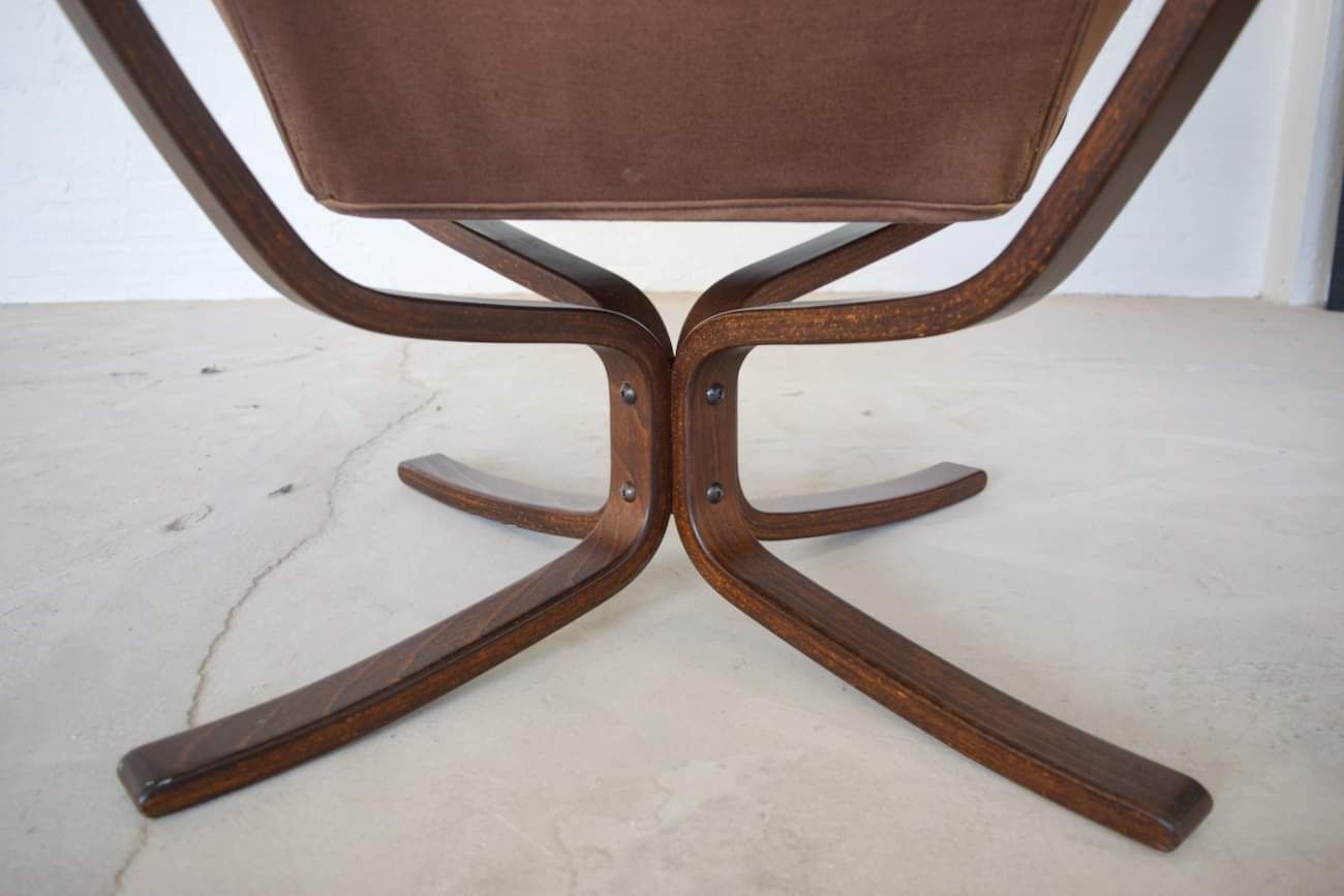 Chaises Falcon à ailes et dossier haut en cuir Sigurd Resell vintage rétro