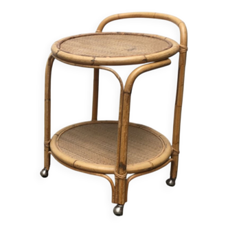 Vintage service dessert in Italian rattan and bamboo by Dal Vera.
