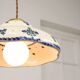 Lampe pendentive vintage en céramique et laiton faite à la main