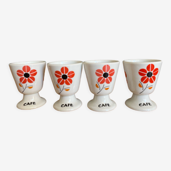 4 mazagrans coffee cups 70's tuileries porcelain