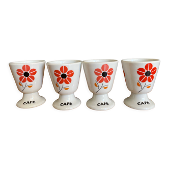 4 mazagrans coffee cups 70's tuileries porcelain