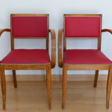 Pair of bridge chairs in red skai
