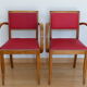 Pair of bridge chairs in red skai
