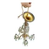 Chandelier with crystal and brass tassels from the 1970s, used condition