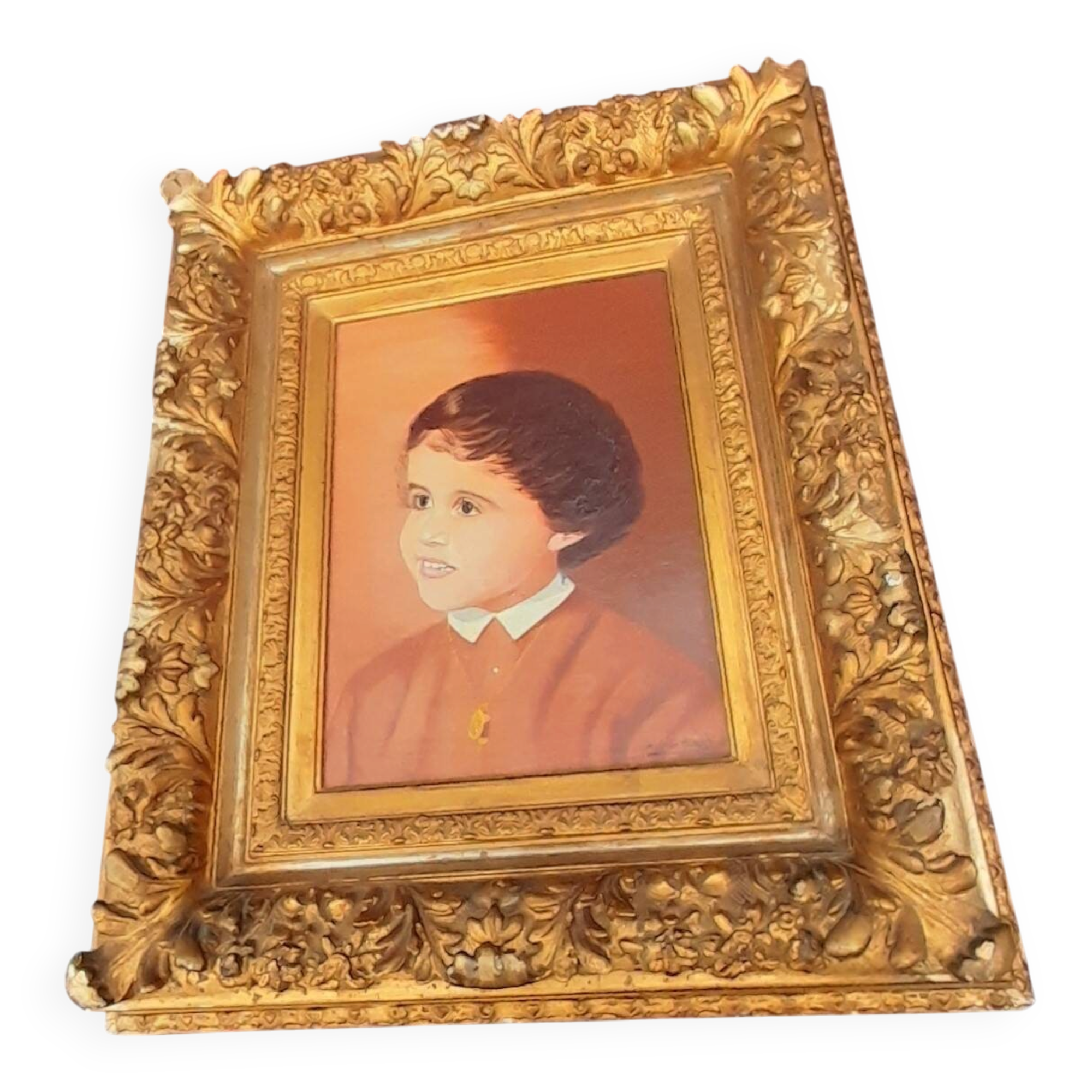Portrait of a child signed Yvonne Hiack late 19th century 54 X 47 cm