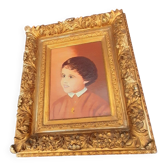 Tableau portrait d'un enfant  signé Yvonne Hiack fin XIX ème 54 X 47 cm