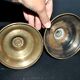 Set of 2 antique hand-chiselled gilded bronze candlesticks – Pair of 18th-century candle holders.