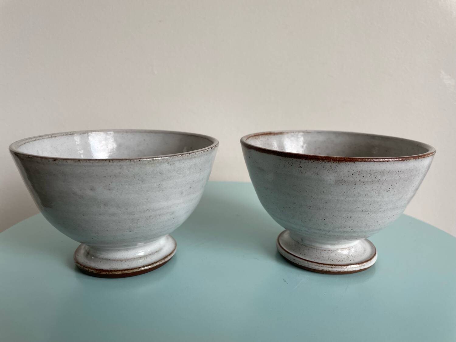 Pair of Vintage Stoneware Bowls signed ROGER COLLET ceramic France