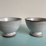 Pair of Vintage Stoneware Bowls signed ROGER COLLET ceramic France