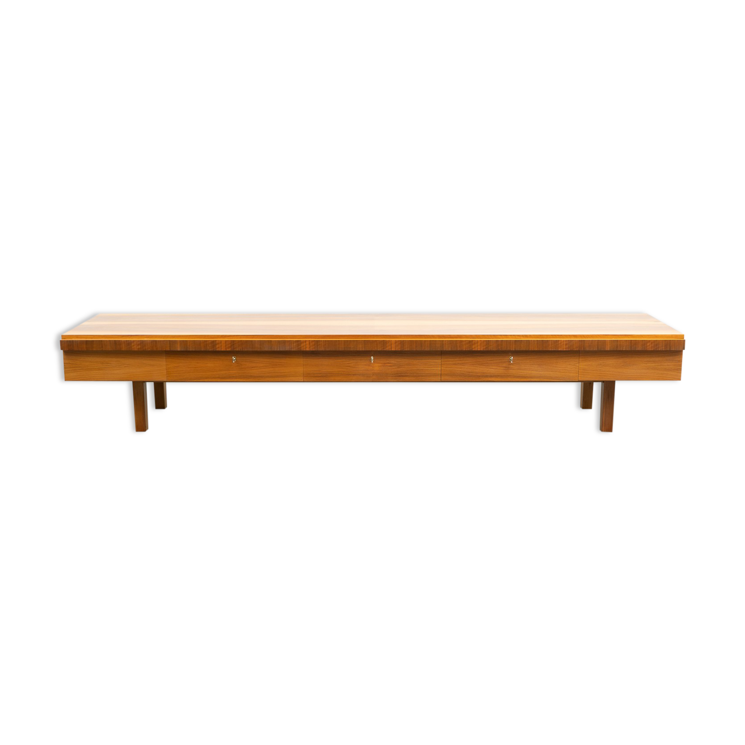Low row, walnut wood, restored, 270cm