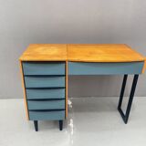 Coiffeuse avec tiroirs de rangement et miroir rabattable
