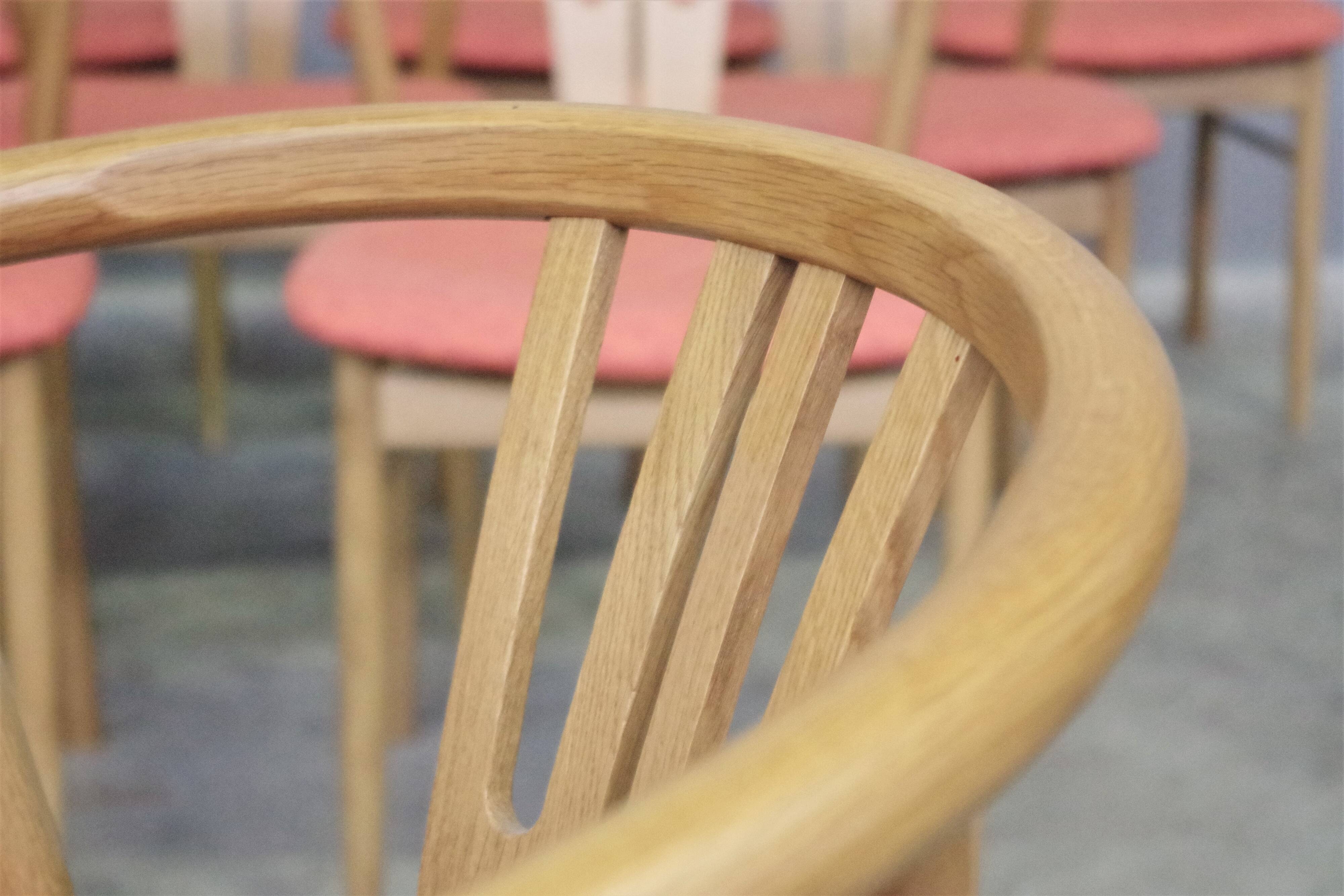 Set of 11 modern curved wood oak chairs