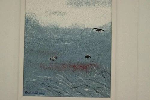 Oil on Canvas “Orrtupparna Samlas” by Bruno Wiklund,Vintage & Framed 61x53cm