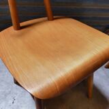 Set of 5 all-wood chairs published by Ton 1960