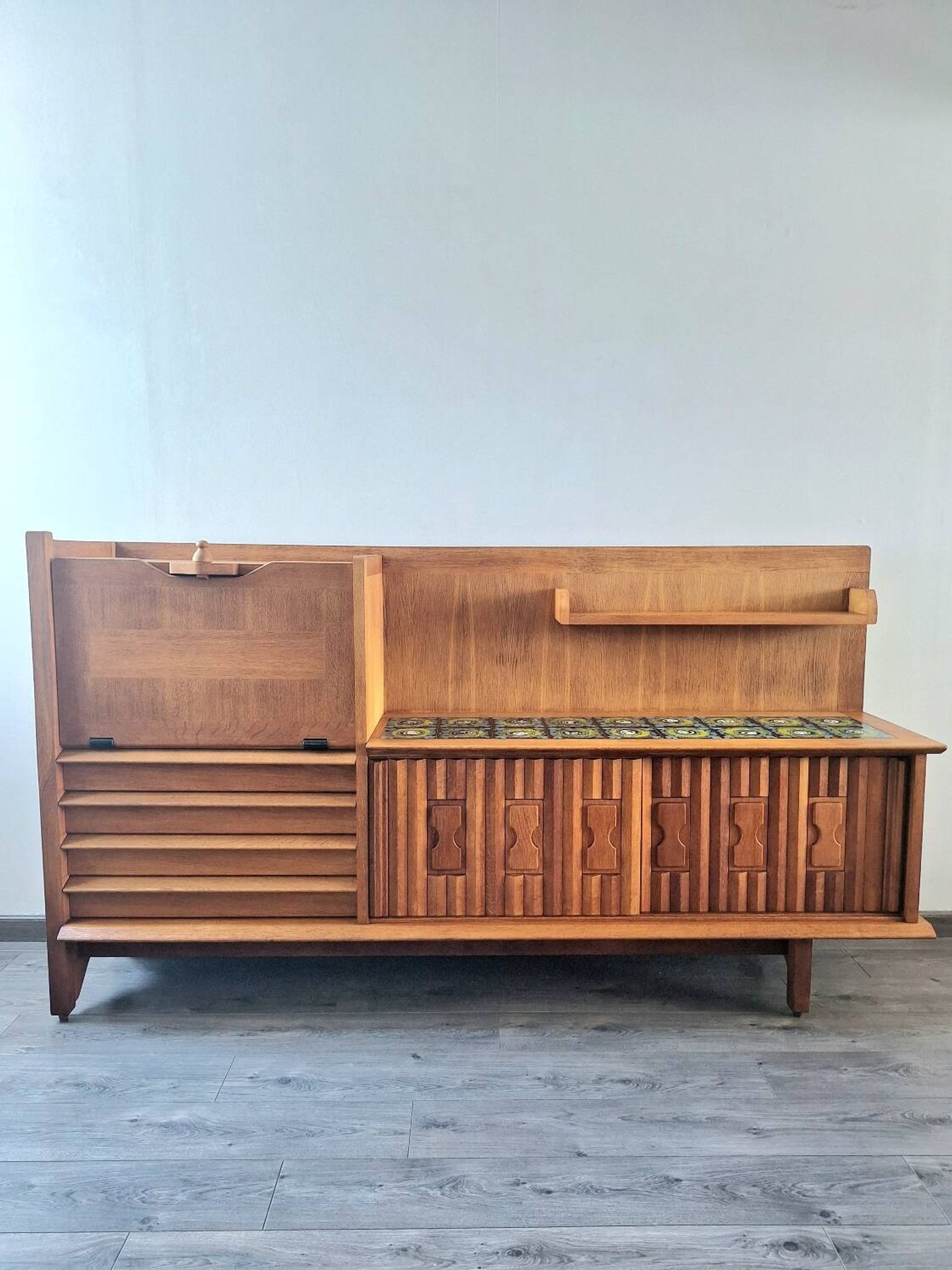 Guillerme et Chambron high sideboard, bar buffet, vintage secretary