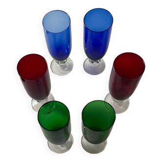 6 glasses on colored stems