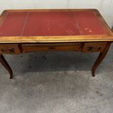 Louis XV Style Desk - Cherry Wood - Red Leather Top - with Extensions