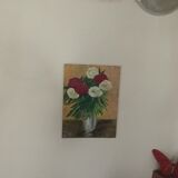 Painting on panel flowers in a vase