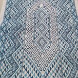 Traditional handmade white and blue margoum rug