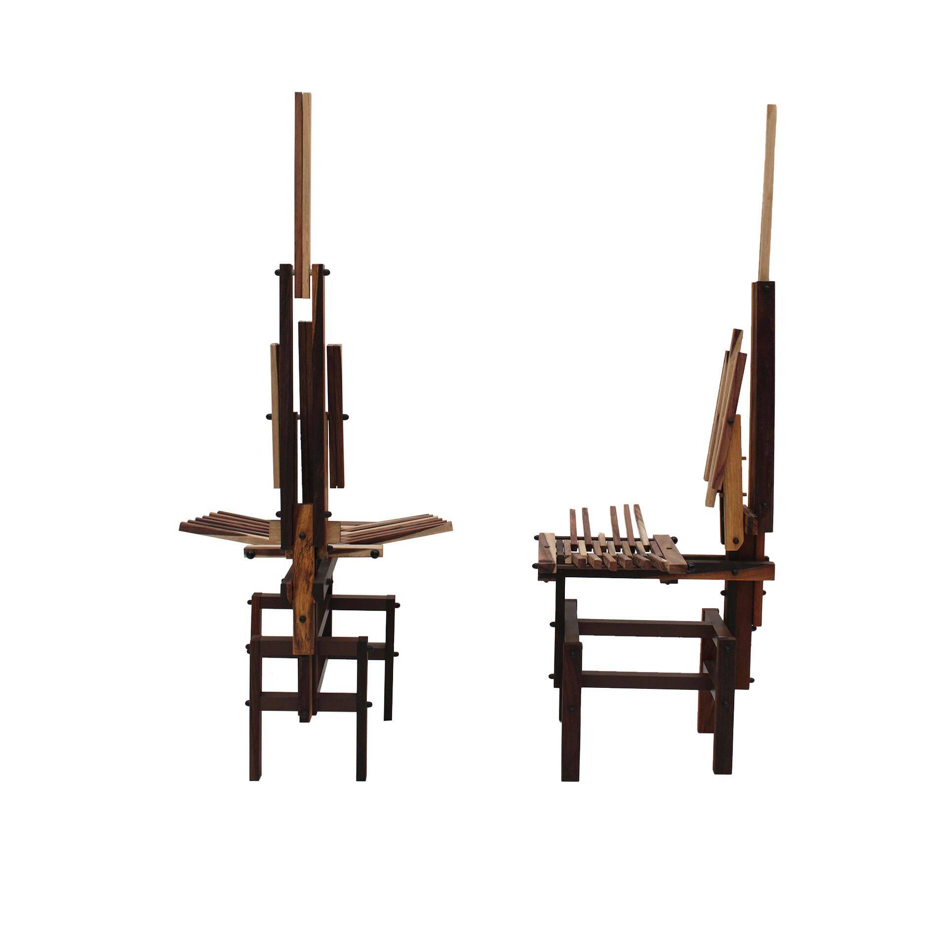 Italian Sculptural Wooden Chairs Sono by Anacleto Spazzapan, 1980s, Set of Two