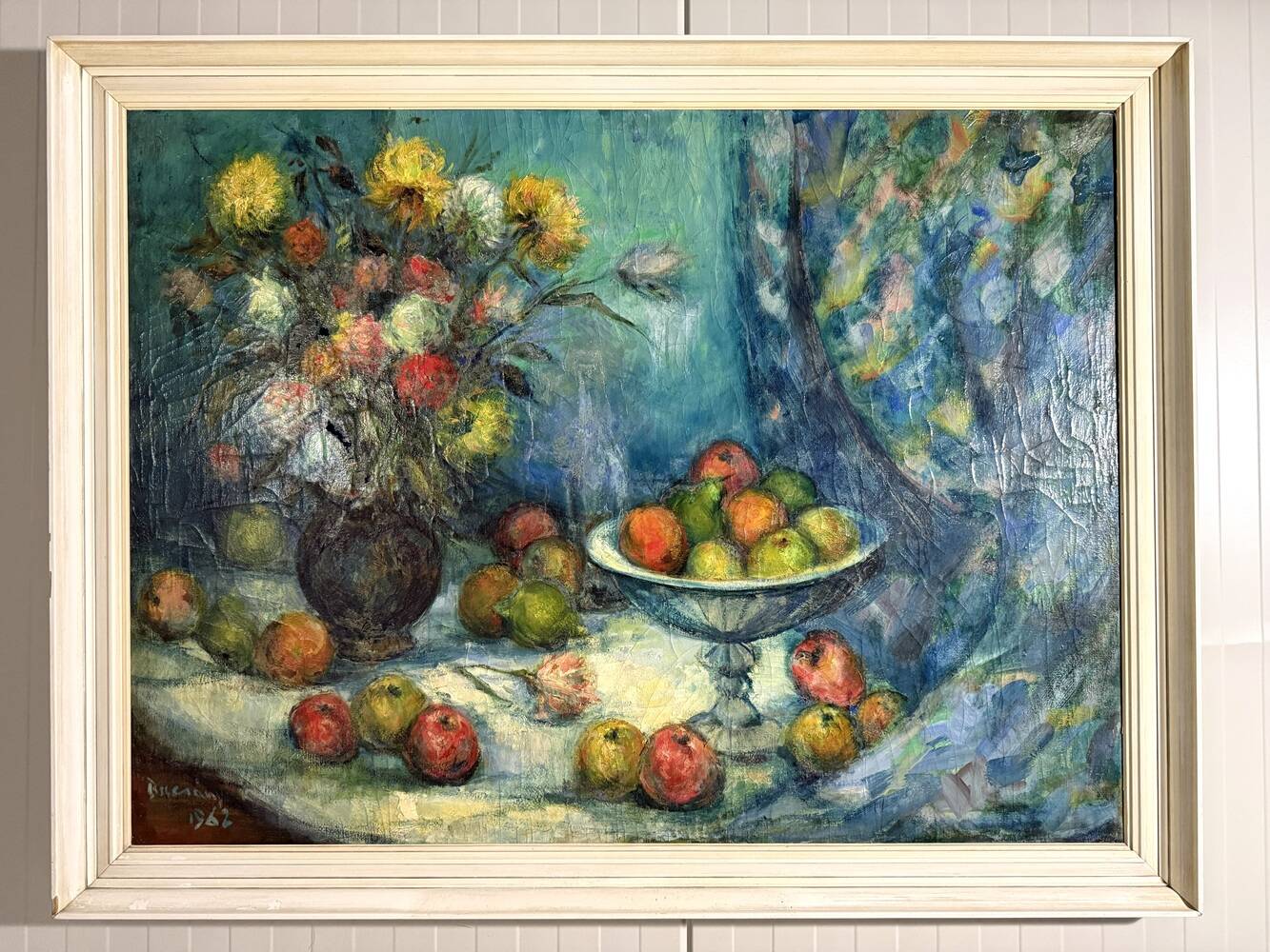 Large mid-century  still-life painting 1962