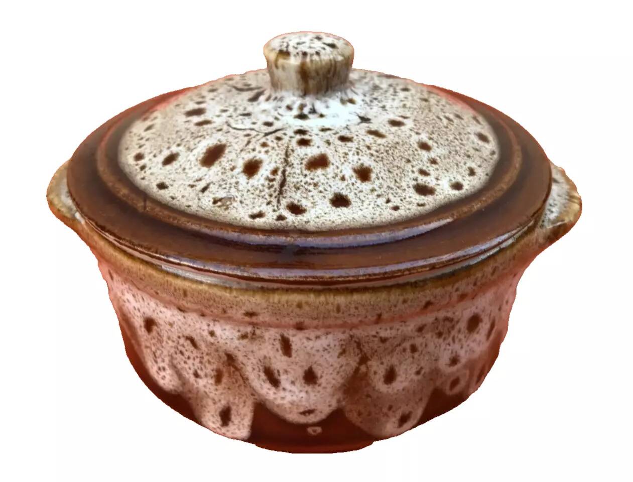 1960s Round Ceramic Terrine with "fat lava" effect