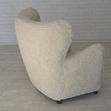 1960s, Danish armchair, genuine sheepskin "Canberra", reupholstered.