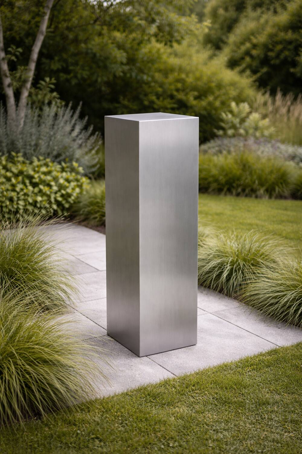 Stainless Steel Garden Pedestal / Sculptural Outdoor Plinth