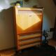 Vintage secretary rattan chest of drawers