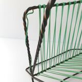 Vintage 1950s metal and scoubidou magazine rack