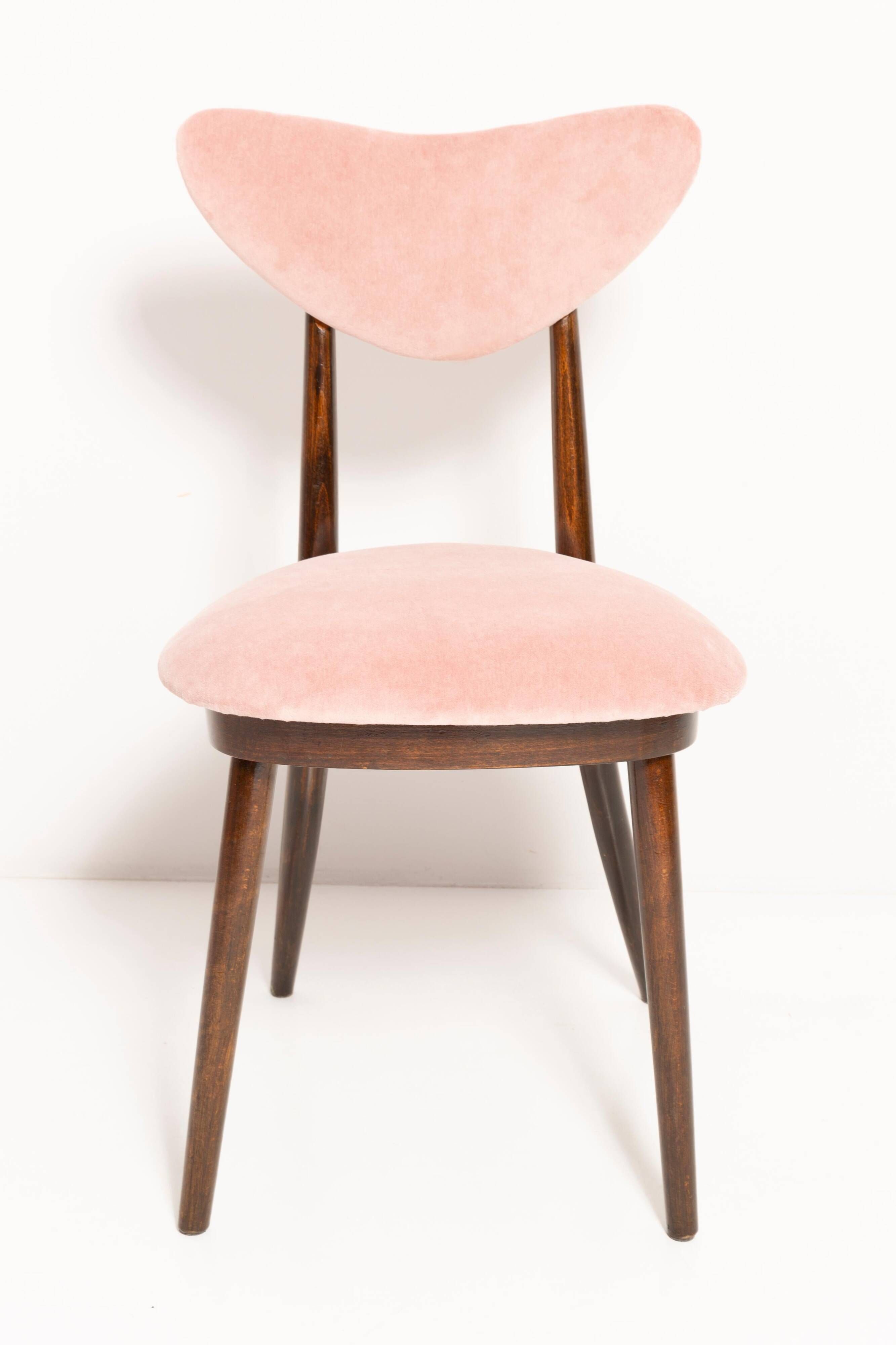 Pink Heart Mid-Century Cotton Velvet Chair, Europe, 1960s