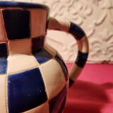 Ceramic jug with blue and white checkered pattern "Lustucru"