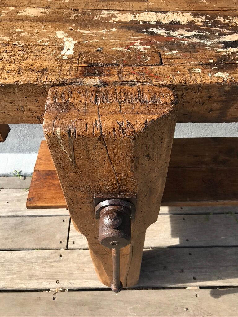 250cm oak carpenter's workbench, early XX