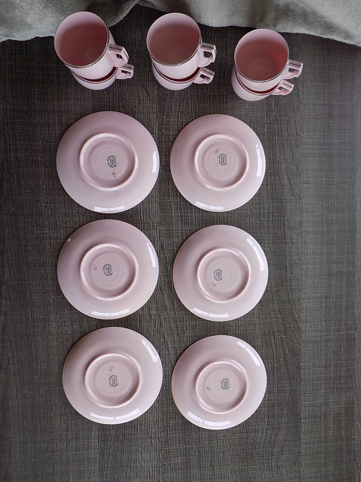 Powder pink cups and saucers