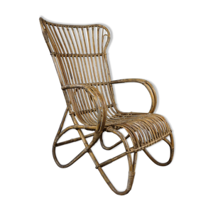 Fauteuil Belse 8 en rotin patiné