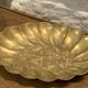 Empty small flat pocket in chiseled brass vintage floral pattern