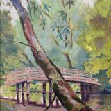 HSP painting "Trees at Flatford Mill" by Bonella Woodhead + frame England